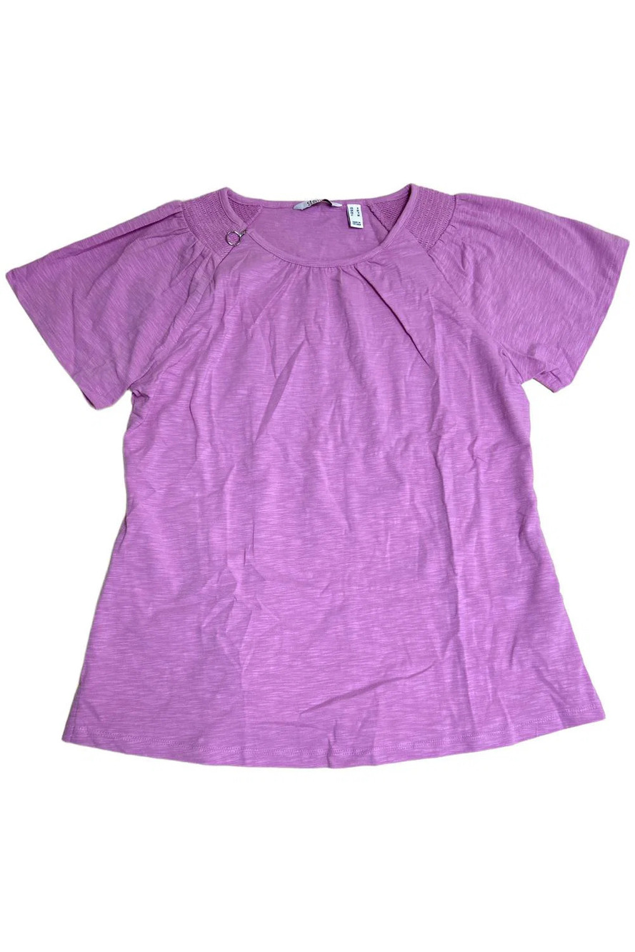 Denim & Co. Women's Round Neck Flutter Sleeve Top Orchid - Regular